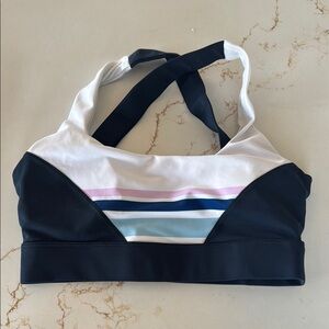 Lilybod White and Black Sports Bra with Racerback and Seamless Design